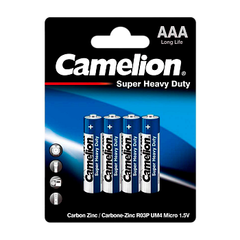 Батарейка Camelion BLUE R03 AAA BL4 Heavy Duty 1.5V (4/48/1152)