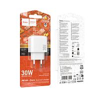 Сетевое З/У HOCO CS55A 1USB+1Type-C 3.0A 30W QC3.0 белый (1/30/180)