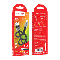 Кабель HOCO X85 USB (m)-Type-C (m) 1м 3.0A TPE черный (1/35/350)