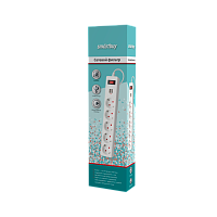 Сетевой фильтр Smartbuy SBSP 5р.С/З 10A 1.8м USB со шторкой белый (1/45)