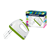 Миксер ручной Ergolux ELX-EM03-C34 150W 7 скоростей белый зеленый (1/24) 