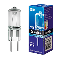 Лампа галогенная Camelion JD G6.35 20W 2800К 220-240V капсула прозрачная (1/5/100)