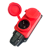 Колодка штепсельная КОСМОС 16А каучук IP44 2 гнезда красный