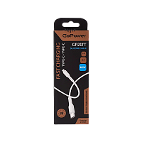 Кабель GoPower GP21TT Type-C (m)-Type-C (m) 1.0м 3.0A 60W силикон белый (1/200/800)