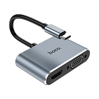 Переходник HOCO HB29 Type-C (m)-HDMI/VGA (f) серый (1/18/180) 
