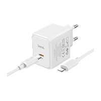 Сетевое З/У HOCO CS13A Type-C 3.0A 20W PD,QC,FCP,AFC с кабелем Type-C/Type-C белый (1/28/168) 