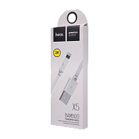 Кабель HOCO X5 USB (m)-Lightning (m) 1м 2.4A ПВХ белый (1/30/300)