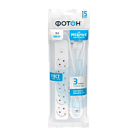 Удлинитель Фотон 16-35ЕS 5р.С/З 16A 3.0м с выкл. ПВС 3x1мм² белый (1/20)