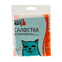 Салфетка Рыжий кот М-01Есо 25х25см микрофибра  бирюзовый (1/40/200)