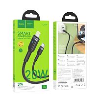 Кабель HOCO U117 Type-C (m)-Lightning (m) 1.2м 3.0A 20W нейлон с отключением питания черный (1/22/22