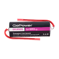 Батарейка GoPower ER18505 PC1 Li-SOCl2 3.6V с выводами (1/20/200)