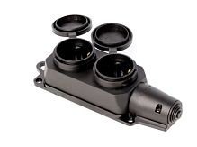 Розетка Smartbuy 2гн. 16A С/З каучук с крышкой черный