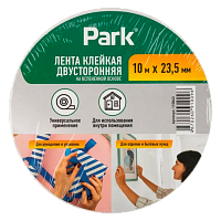 Клейкая лента Park 10м*23.5мм вспененная основа двусторонняя белый (1/12/144)