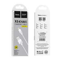 Кабель HOCO X6 USB (m)-Lightning (m) 1м 2.4A силикон белый (1/30/300)