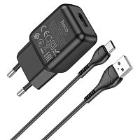 Сетевое З/У HOCO C96A 1USB 2.1A с кабелем Type-C черный (1/27/162) 
