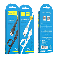 Кабель HOCO X40 USB (m)-Lightning (m) 1м 2.4A TPE черный (1/33/330)