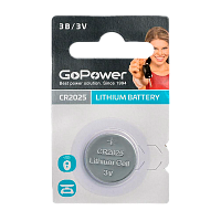 Батарейка GoPower CR2025 BL1 Литиевая 3V (1/50/2000) 