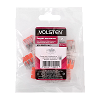 Строительно-монтажная клемма Volsten V02-9W-221-41 3 пр. до 4 мм, 32А, 450 В, 10 шт., оранжевый