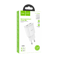 Сетевое З/У HOCO C88A 2USB 2.4A белый (1/12/120)