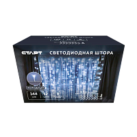 Гирлянда Старт НГ 144LED 1.5х1.5м лампочки занавес медь 8 режимов белый (1/25/50)