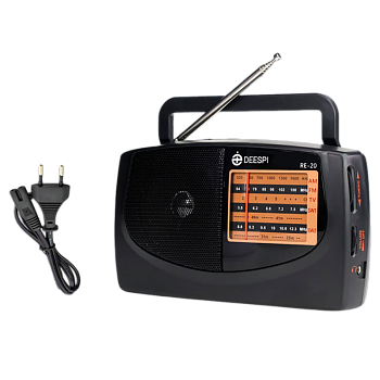 Радиоприемник DEESPI RE-20/308 пластик AM/FM/SW1-2/TV черный (1/40) 