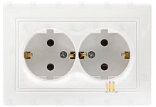 Розетка Smartbuy 2-местная с заземлением 16А белая "Венера"
