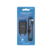 Сетевое З/У Borofone BA20A 1USB 2.1A с кабелем microUSB черный (1/48/192)