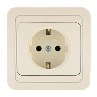 Розетка Makel Mimoza 1гн. 16A С/З кремовый 25028 (1/12)