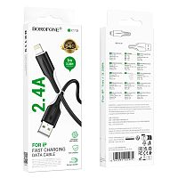 Кабель Borofone BX119 USB (m)-Lightning (m) 1м 2.4A ПВХ черный (1/360)