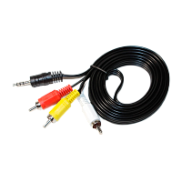 Кабель Atcom AT7320 3xRCA (m)-TRRS 3.5mm (m) 1.8м силикон черный в пакете (1/50/250)