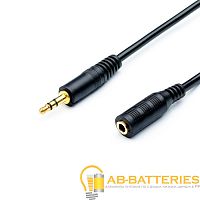 Кабель AUX Atcom Jack 3.5mm (m)-Jack 3.5mm (f) 1.8м силикон черный (1/50/250)