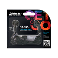 Наушники вставные Defender 633 #1 Basic черный (1/200)