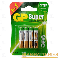 Батарейка GP Super LR03 AAA BL3+1 Alkaline 1.5V (4/40/320) R