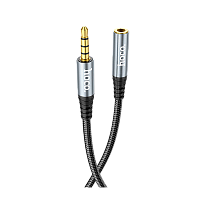 Кабель AUX HOCO UPA20 Jack 3.5mm (f)-Jack 3.5mm (m) 1м нейлон серый (1/31/310) 