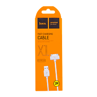 Кабель HOCO X1 USB (m)-Apple 30pin (m) 1м 2.4A ПВХ белый (1/30/300)