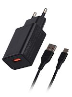 Сетевое З/У GoPower GP1U 1USB 2.4A 12W с кабелем Type-C черный (1/200) 