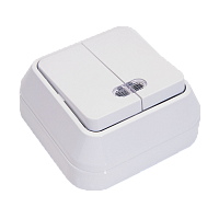 Выключатель Makel Light Siva Ustu 2-клав.10A пластик накладной белый 45123M (1/10)