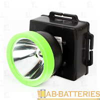 Фонарь налобный Ultraflash LED53762 0.5W 1LED от батареек черный зеленый (1/200)