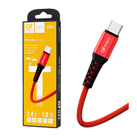 Кабель GFPower 02T USB (m)-Type-C (m) 1м 2.4A нейлон красный (1/200/800)