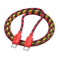 Кабель HOCO X116 Type-C (m)-Type-C (m) 1м 3.0A 60W нейлон красный (1/68/680)