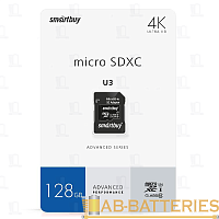 Карта памяти microSD Smartbuy Advanced Series 128GB Class10 UHS-I (U3) 90 МБ/сек V30 A1 с адаптером