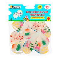 Воздушные шарики "Нежность", 30 см, круглые, прозрачные с рисунком, 10 шт/уп, PATERRA (1/40)