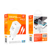 Сетевое З/У GFPower S74P-TT Type-C 30W QC3.0 с кабелем Type-C белый (1/30/180) 