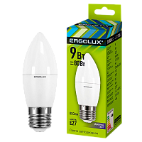 Лампа светодиодная Ergolux C35 E27 9W 6500К 172-265V свеча (1/10/100)