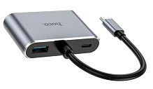 USB-Хаб HOCO HB30 1USB/Type-C/HDMI/VGA Type-C (m) USB3.0 серый (1/18/180)