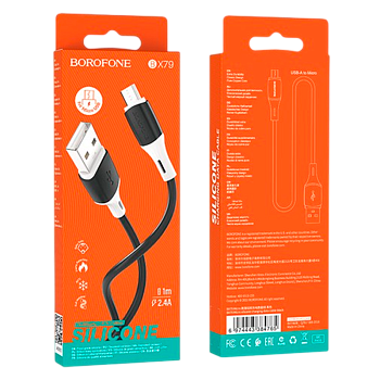 Кабель Borofone BX79 USB (m)-microUSB (m) 1м 2.4A силикон черный (1/360)