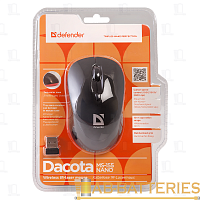 Мышь беспроводная Defender MS-155 Dacota классическая USB черный красный (1/60) 