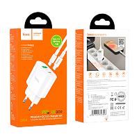 Сетевое З/У HOCO C95A 1USB/Type-C 3.0A 20W QC3.0 с кабелем Lightning/Type-C белый