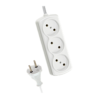 Удлинитель Космос 3р.Б/З 6A 1.5м ПВС 2x0.75мм² белый (1/50)