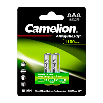 Аккумулятор предзаряженный RTU Camelion HR03 AAA BL2 NI-MH Always Ready 1100mAh (2/24/480) 